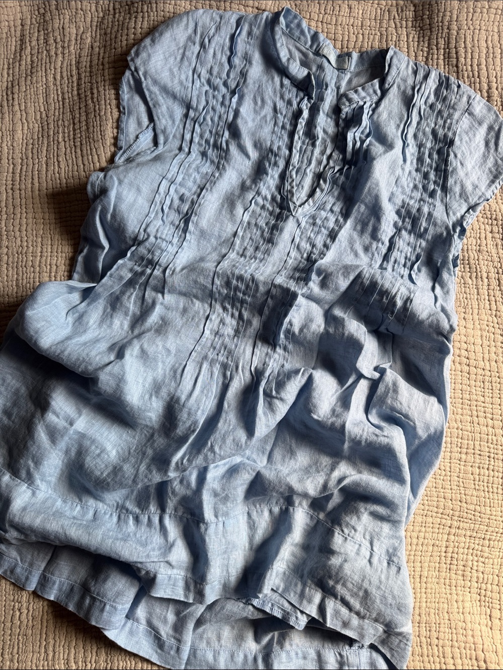 CP Shades Light Blue Pintuck Linen Women’s Tunic